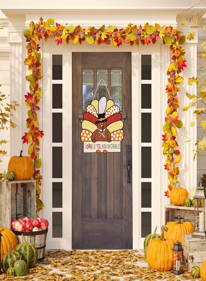 CYNOSA Thanksgiving Wreath for Front Door Turkey Door Hanger Gobble Sign Thanksgiving Turkey Outside Door Decorations - Image 2